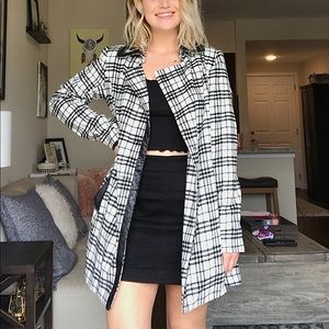A. Byers Plaid long coat